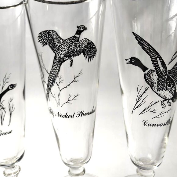 Set 3 Wild Game Beer Glasses Goose Pheasant Duck Footed - Picture 3 of 4